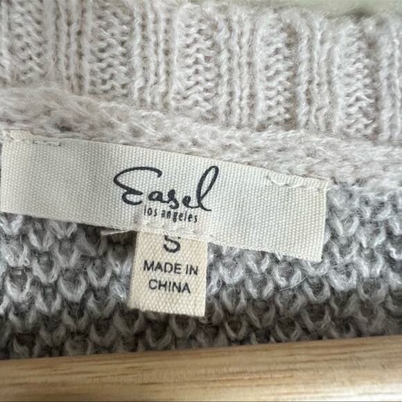 Easel Sweater Womens S Colorblock Teal White Leopard Fuzzy Oversized Boho Cozy - Picture 7 of 7